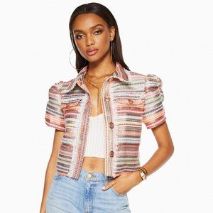 Ramy Brook Marion Short Sleeve Puff TweedJacket Size 2 NWT